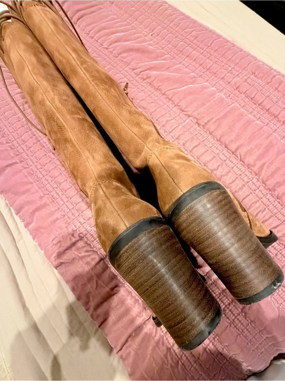 Lucky Brand Over-the-Knee Suede Boots in Tan